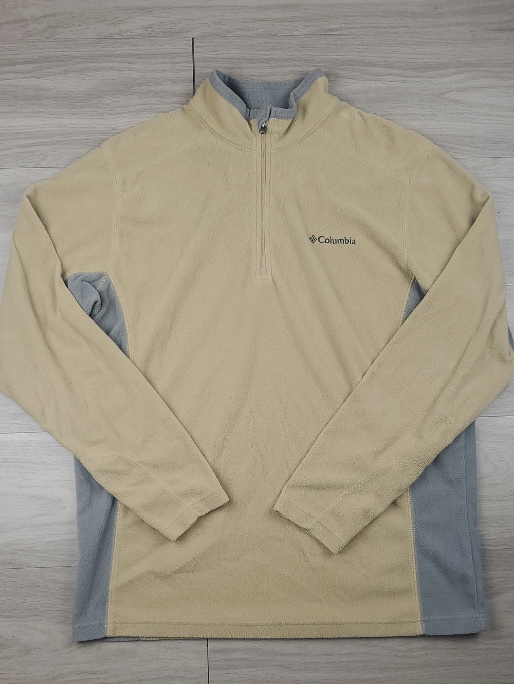 Columbia Men's Medium Pine Ridge Fleece 1/4 Zip Tan Gray Pullover